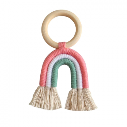 Βρεφικό Αισθητηριακό Παιχνίδι Teether_rainbow_pink_white_green 7044